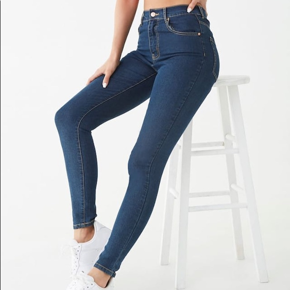 High Waisted Dark Skinny Jeans